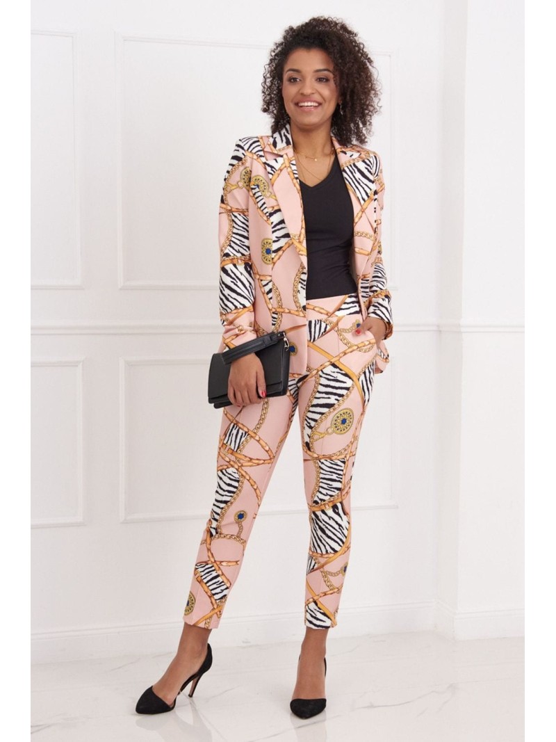 Pantaloni eleganti cu modele pudrate 3004 - Magazin online - Boutique